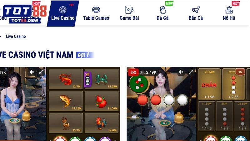 Sơ lược thông tin về Live casino TOT88 cho mọi game thủ