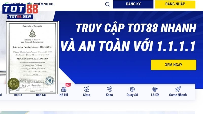 Tổng quan về giấy phép hoạt động của nhà cái TOT88 